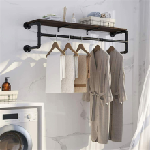 Heavy Duty Wall Mounted Clothes Rail Metal Garment Hanging Wardrobe Storage Rack