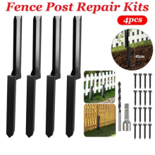 4PCS Heavy Duty Fence Post Anchor Repair Kit Support Stakes Steel Ground Spike