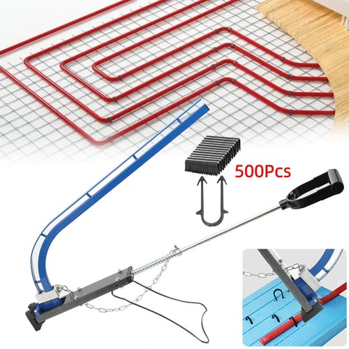 Water Underfloor Heating Floor Staple Gun Pipe Emplacement Tacker With 500 Clips 1