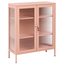 Glass Display Cabinet HARLYN 90 cm Metal Peach Pink