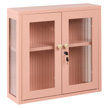 Wall Cabinet 60 cm Metal Peach Pink