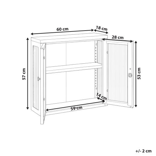 Beliani Wall Cabinet 60 cm Metal Peach Pink 2