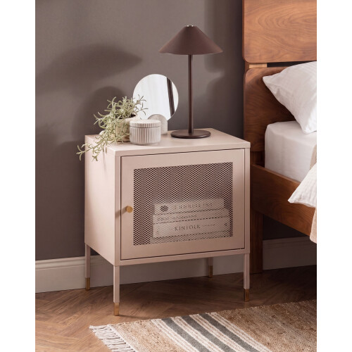 Beliani Bedside Table OSSETT Metal Beige 1