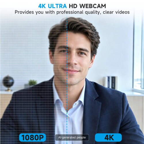 AOC AOC Webcam for PC with Microphone, 4K Webcam Privacy Cover, Plug & Play 1