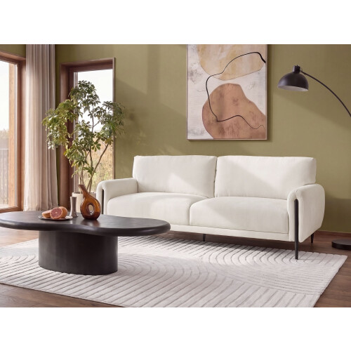 Beliani Sofa 3 Seater SKARO Chenille Off-White 1