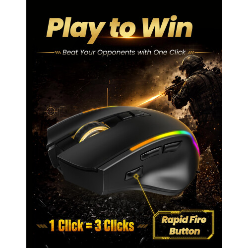 TeckNet TECKNET Wireless Gaming Mouse, 2.4G & USB-C Dual-Mode Rechargeable Mouse 1