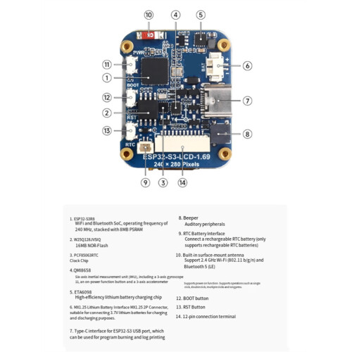 ESP32-S3 1.69-Inch IPS NO Touch LCD Display Development Board ST7789V2 SPI Display Module for  Python 1