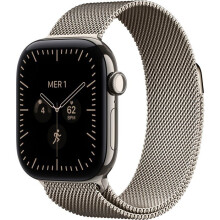 APPLE Watch Series 12 GPS + Cellular - 42mm - Gehäuse aus natürlichem Titan - Armband aus natürlichem Mailänder Loop