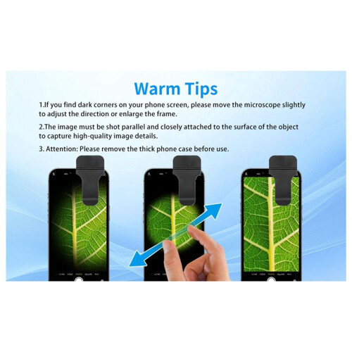200X Phone Microscope Lens,LED/UV Lights & CPL Filter,Universal Phone Clip ,Pocket-Sized Science Tool (HD ) 2
