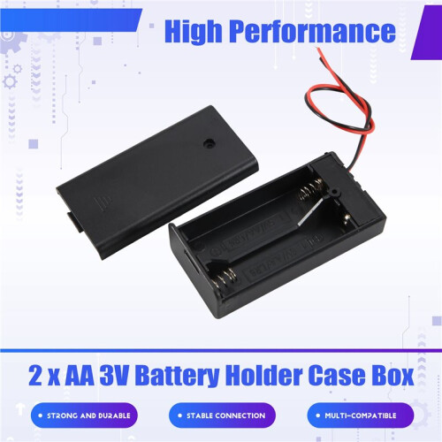 2 X AA 3V Battery Holder Case Box Slot Wired /OFF  W Cover 2