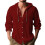 (Red,S)Camisa con capucha de moda para hombre con algodón transpirable de lino para ropa de primavera y verano 6