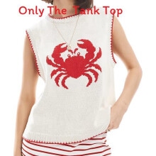 (Crab,XL)Maglia senza maniche realistica aragosta texture da donna stile versatile street