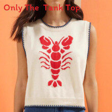 (Lobster,M)Maglia senza maniche realistica aragosta texture da donna versatile street style