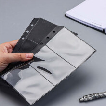 12pcs Black A6 Binder Pockets PVC Cash Envelopes Budget Money Zipper Pouch Reusable Envelopes for Cash 3 Grid