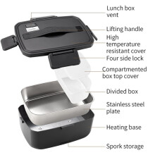 2L Portable Electric Lunch Box with 304 Stainless Steel No Water Needed Automatic Heating Meal Container UK Plug