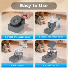 GravityCat Wasserspender, 2,8L Automatischer Wasserspender mit Abnehmbarem Filterbehälter, für Katzen und Kleine Hunde