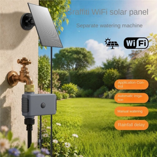 Solar WiFi Irrigation Timer  Irrigation System 2 Zone Timing Controller Programmable Timer Sprinkler for Garden,NPT 2