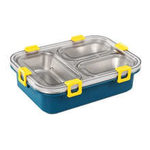 Stal Nierdzewna Bento Box - 3-Komorowy Pojemnik na Lunch z Tacką, Przenośny do Pracy, na Siłownię i w Podróż