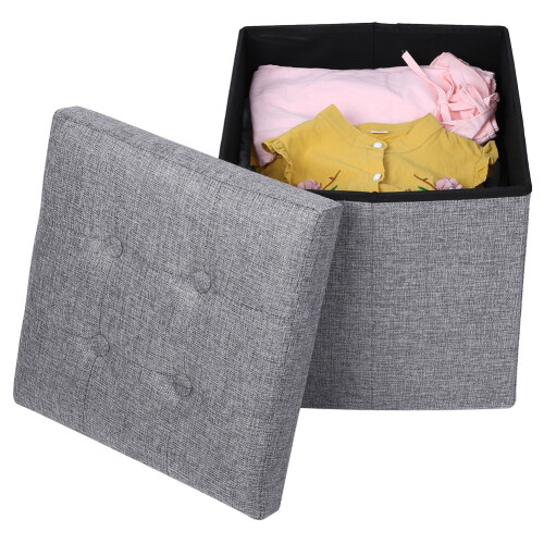 Sitzhocker Mit Stauraum Grau 38x38x38cm 2