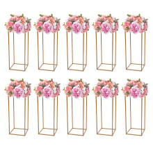 Bloemstandaard set van 10, goud, metaal, 60 cm hoogte, voor bruiloft en feestdecoratie