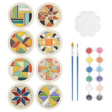 DIY Coaster Painting Kit - Geometric Pattern Coasters (Includes Paints and Brushes), for Arts & Crafts and Home Decor