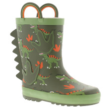 (Green, 8 (Children's)) Dinosaur Hunter Younger Childrens Wellies Spike Pull On green UK Size
