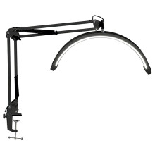 LED Half-Moon Table Lamp, USB Clip Base Light, Arc Shape Beauty Illumination, Ideal for Makeup, Video Recording Black