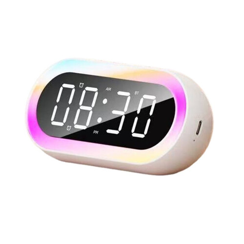 LED Night Light Alarms Clock Multifunctional Bedside Student Bedhead Bedroom Nightlight Clock  Speaker White