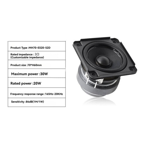 Alto-Falante  de 2,75 Polegadas, 3 Ohms, 30 W, para Projetos DIY, Som Hi-Fi, Música e Áudio Doméstico. 2