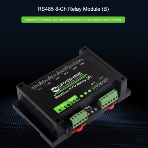 Waveshare Modbus RTU Relay (B) Module RS485 Interface Industrial Relay Board Multiple Isolation Protection Circuits