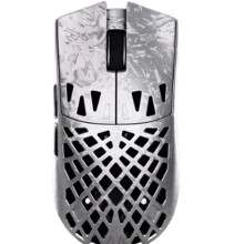 Draadloze Gamingmuis met Composiet Koolstofvezel en Holle Behuizing, PAW 3955MASTER, 48 G, Lichtgewicht, Zilverkleurig