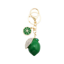 (Green) Lemon Fruit Trendy Bag Pendant With Electroplated Metal For Female Decor Bag