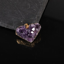 Purple Quartz Crystal Pendant Necklace Heart Shape Electroplated Coating Gift