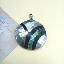 (Color F)Abalone Shell Necklace Pendant With Hanrafted Heart Shape Casual Gift Jewelry
