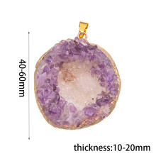 Crystal Pendant Necklace With Geometric Elements Purple Stones For Fashion Gift