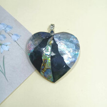 (Color H)Abalone Shell Necklace Pendant With Hanrafted Heart Shape Casual Gift Jewelry