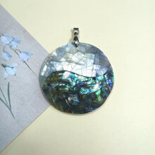 (Color A)Abalone Shell Necklace Pendant With Hanrafted Heart Shape Casual Gift Jewelry