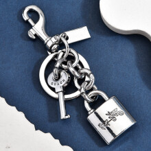 (Silver) Key Retro Lock Charm With Gold Silver Electroplating Accessories For Bag