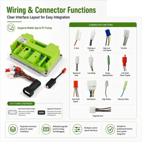 ND72300 100A/300A with BT Intelligent Programmable Sine Wave Controller for Electric Scooter E-Bike Trike Conversion Kit