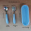 (Blue) Stainless Child Friendly Steel Cutlery With Thick Rounded Feeding Handle For 1