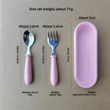 (Pink) Stainless Child Friendly Steel Cutlery With Thick Rounded Feeding Handle For
