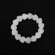 (White)Tianshan Jade Style Beaded Bracelet With Heart Star Clover Shapes For Use Daily