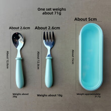 (Green) Stainless Child Friendly Steel Cutlery With Thick Rounded Feeding Handle For
