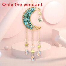 (Turquoise) Crystal Amulet Water Pendant With Moon And Sun Pattern For Decor Natural Style