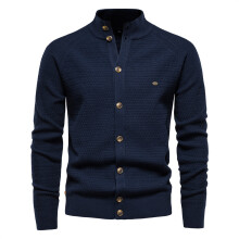 (Navy,S)Men Solid Color Knit Top With Simple Design And High Flexibility For Winter
