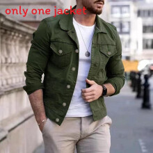 (Green,XXL)Mens Plain Color Cotton Blouson With Smart Pocket Detailing For Daily Active