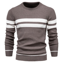 (Brown,S)Mens Autumn Sweater With Color Blocking And Striped Design For Leisure Daily