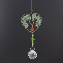 (Green) Chakra Heart Amethyst Crystal Tree With Sun Catcher For Home Gifts Christmas