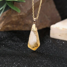 (Yellow) Crystal Irregular Natural Pendant With Amethyst Quartz Jewelry Design Creative