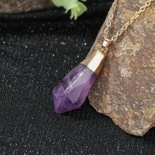 (Purple) Crystal Irregular Natural Pendant With Amethyst Quartz Jewelry Design Creative